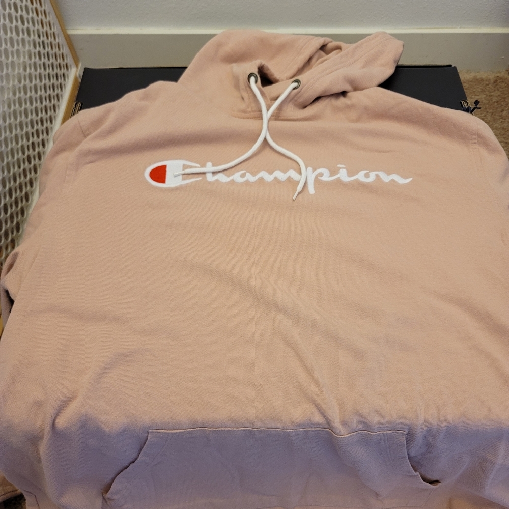 Men's light pink Champion hoodie
